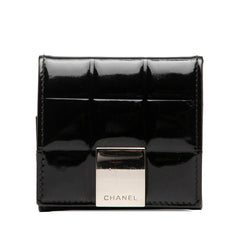 シャネル チョコバー コインケース 小銭入れ ブラック エナメル レディース CHANEL 【中古】