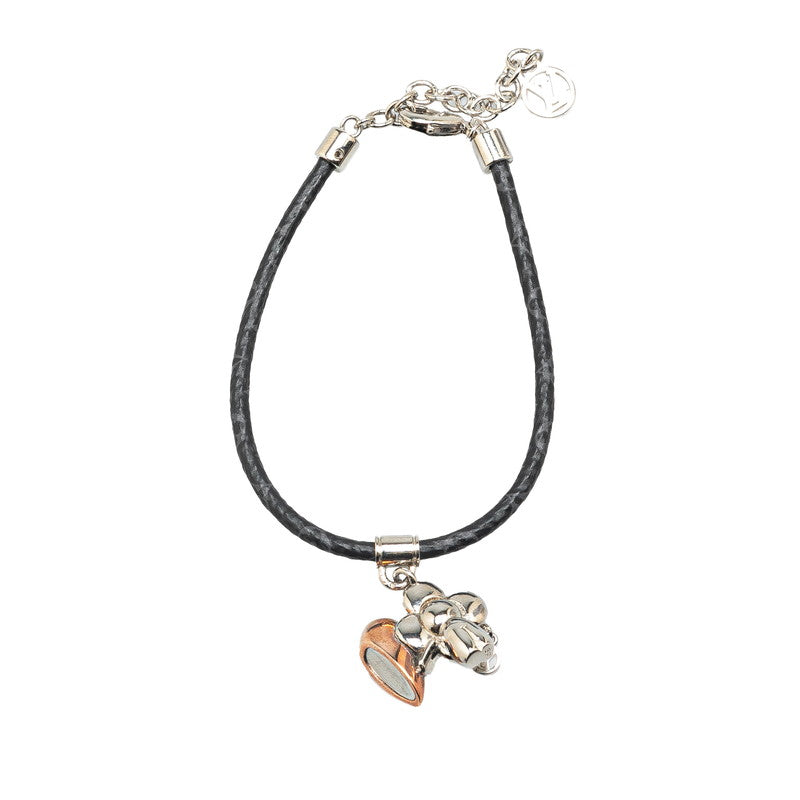 ルイ ヴィトン モノグラム ヴィヴィアン アムール ブレスレット ペア/片方のみ M8083Z ブラック シルバー PVC メタル メンズ LOUIS VUITTON 【中古】