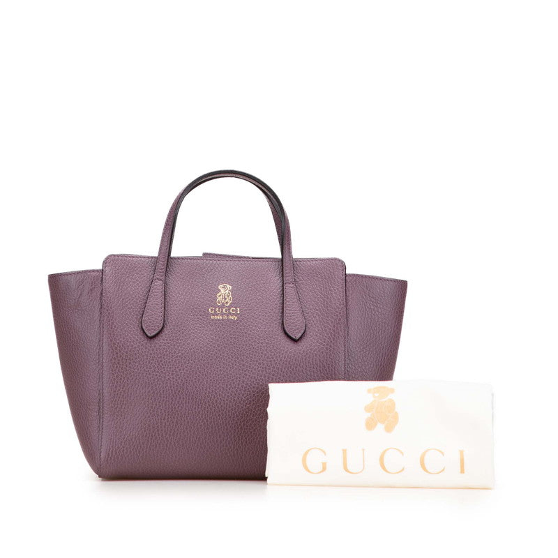 グッチ チルドレンズ スウィング テディーベア ハンドバッグ 355640 パープル系 レザー レディース GUCCI 【中古】