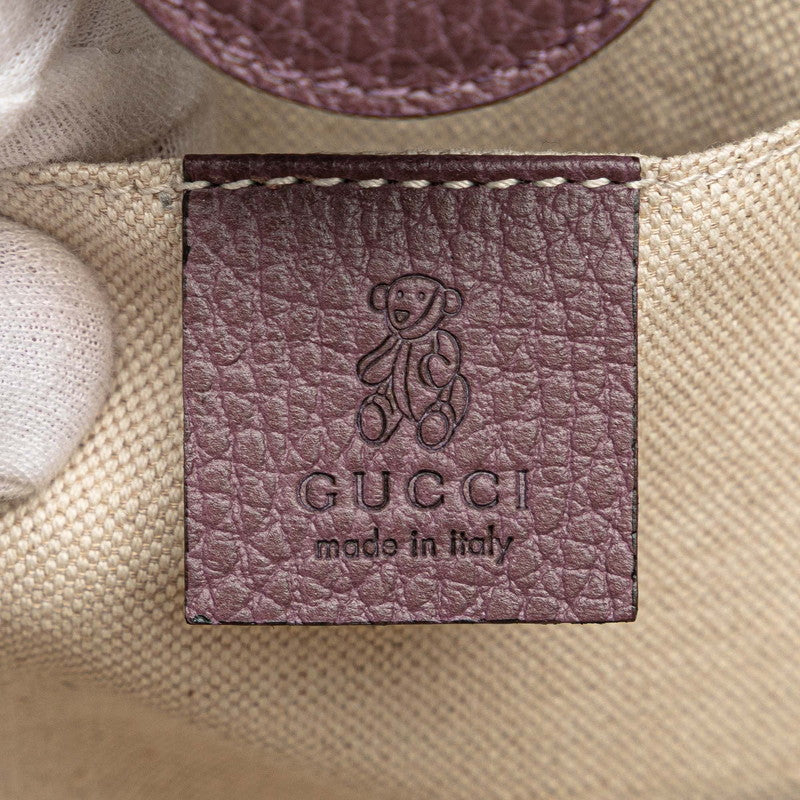 グッチ チルドレンズ スウィング テディーベア ハンドバッグ 355640 パープル系 レザー レディース GUCCI 【中古】