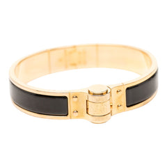 エルメス シャルニエール ブレスレット ゴールド ブラック メッキ レディース HERMES 【中古】