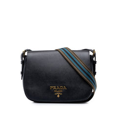 プラダ サフィアーノ 斜め掛け ショルダーバッグ 1BD192 ブラック レザー レディース PRADA 中古