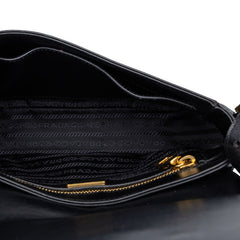 プラダ サフィアーノ 斜め掛け ショルダーバッグ 1BD192 ブラック レザー レディース PRADA 中古