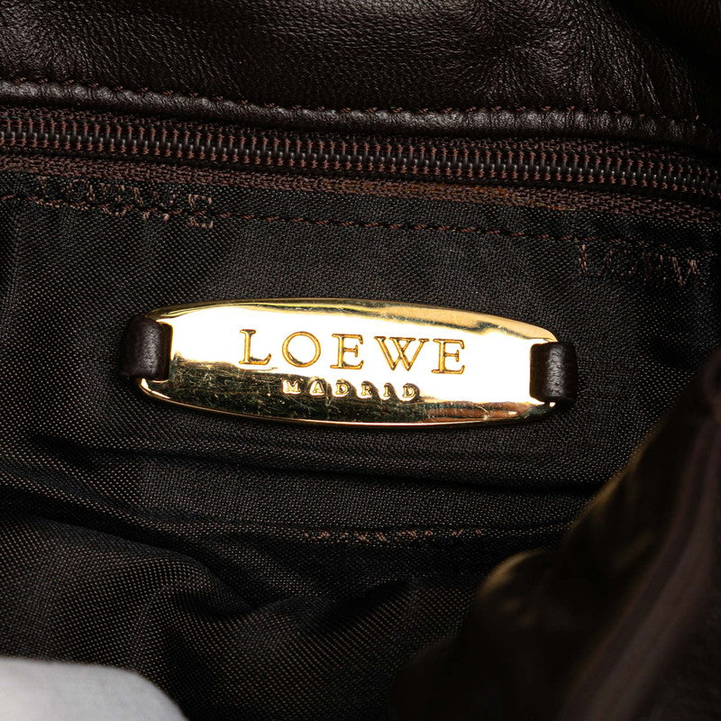 ロエベ アナグラム ショルダーバッグ ブラウン レザー レディース LOEWE 【中古】