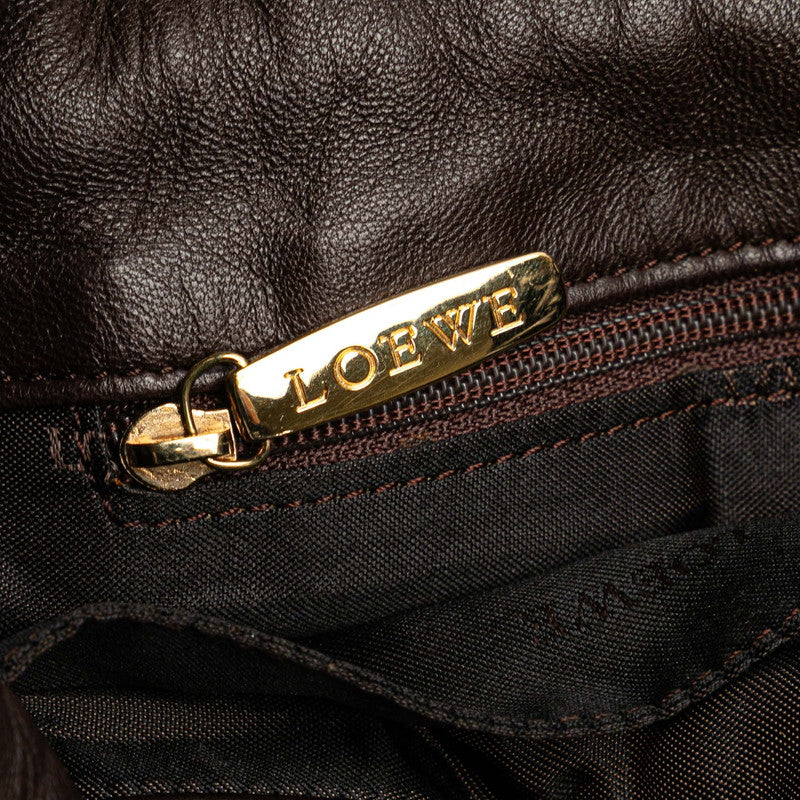 ロエベ アナグラム ショルダーバッグ ブラウン レザー レディース LOEWE 【中古】