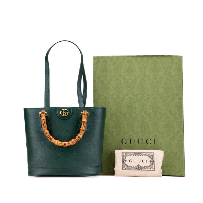 グッチ バンブー ダイアナ ショルダーバッグ ハンドバッグ 750396 グリーン レザー レディース GUCCI 【中古】