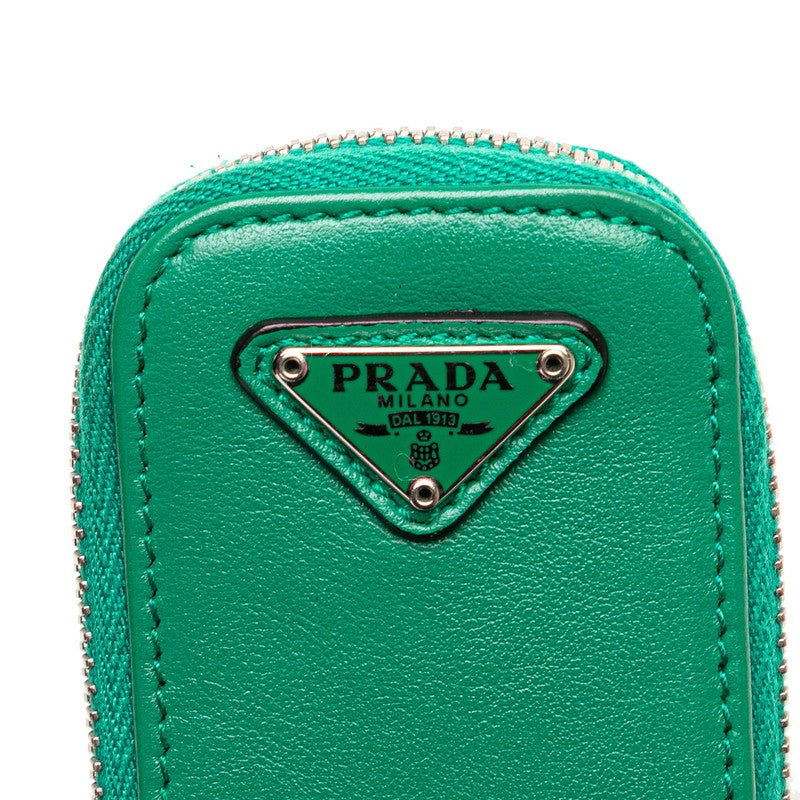 プラダ トライアングル 斜め掛け ショルダーバッグ 1BH190 グリーン レザー レディース PRADA 【中古】
