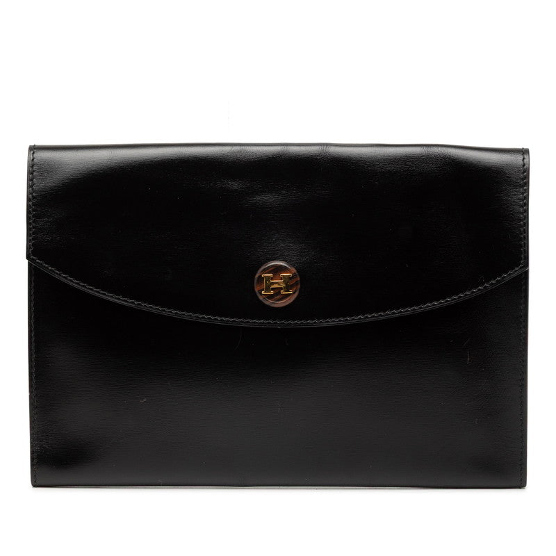 エルメス ポシェット リオ クラッチバッグ ブラック ボックスカーフ レディース HERMES 【中古】