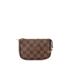 ルイ ヴィトン ダミエ ミニ ポシェット アクセソワール アクセサリーポーチ N58009 ブラウン PVC レザー レディース LOUIS VUITTON 【中古】