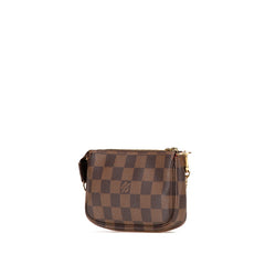 ルイ ヴィトン ダミエ ミニ ポシェット アクセソワール アクセサリーポーチ N58009 ブラウン PVC レザー レディース LOUIS VUITTON 【中古】