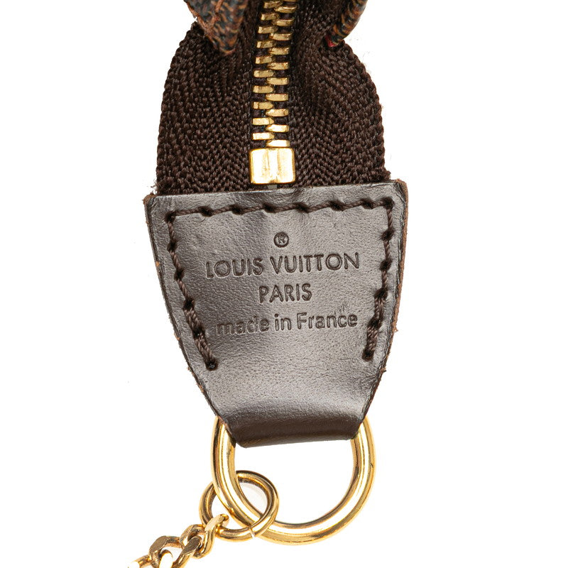 ルイ ヴィトン ダミエ ミニ ポシェット アクセソワール アクセサリーポーチ N58009 ブラウン PVC レザー レディース LOUIS VUITTON 【中古】