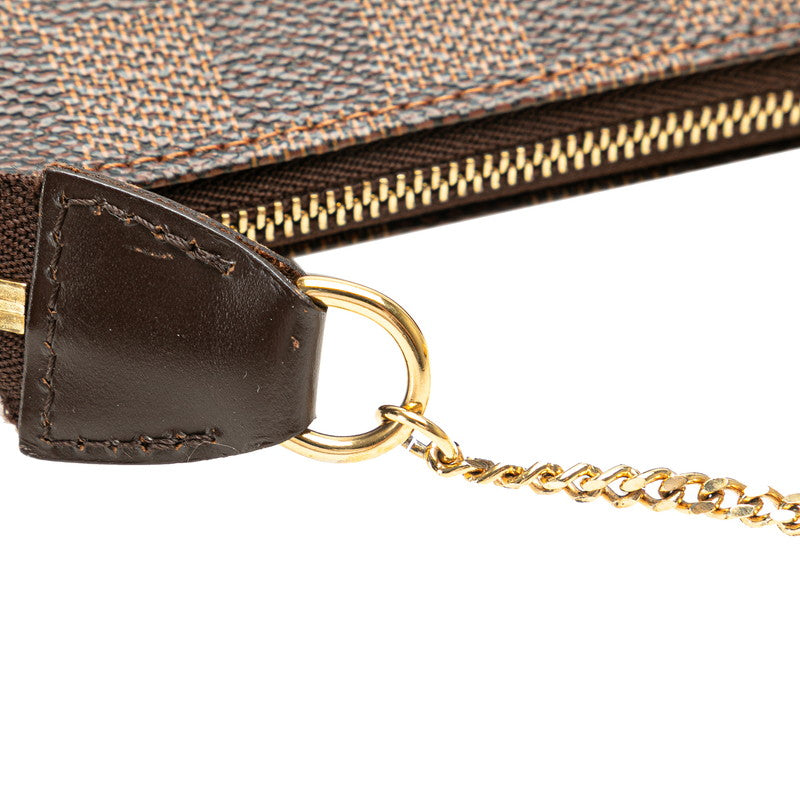 ルイ ヴィトン ダミエ ミニ ポシェット アクセソワール アクセサリーポーチ N58009 ブラウン PVC レザー レディース LOUIS VUITTON 【中古】