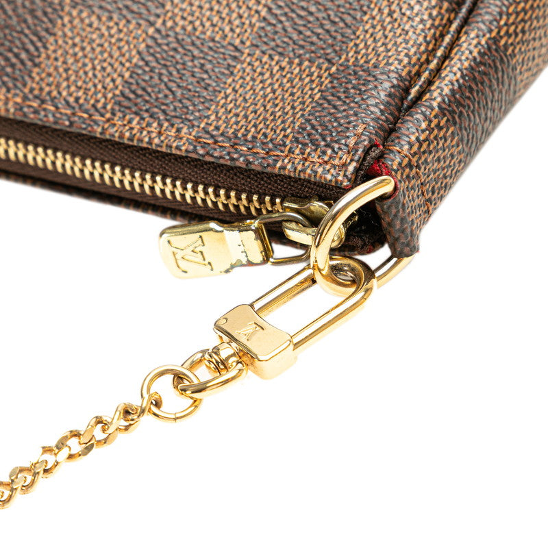 ルイ ヴィトン ダミエ ミニ ポシェット アクセソワール アクセサリーポーチ N58009 ブラウン PVC レザー レディース LOUIS VUITTON 【中古】