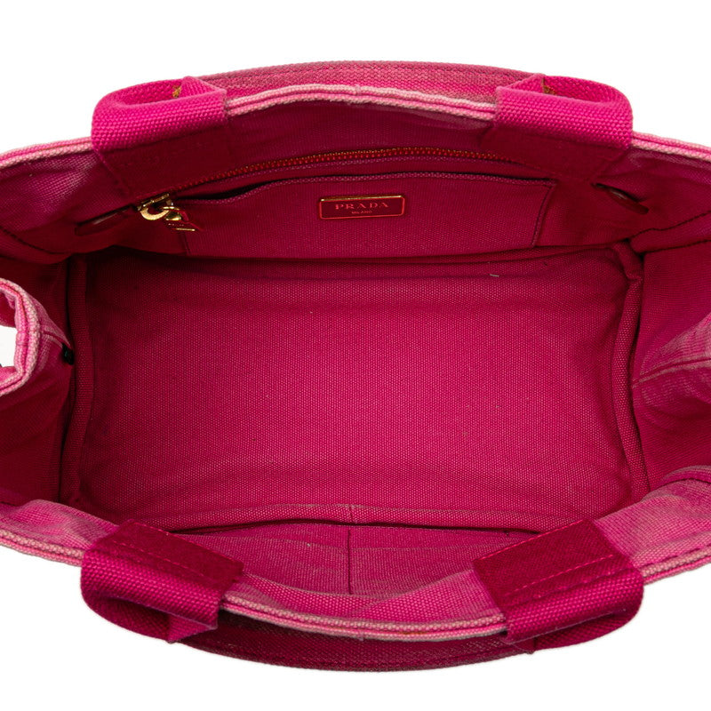 プラダ カナパ ミニ ハンドバッグ ピンク キャンバス レディース PRADA 【中古】