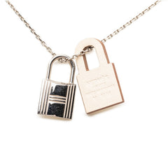 エルメス オーケリーPM チェーン ペンダント ネックレス Y刻印 シルバー アイボリー メタル レザー レディース HERMES 【中古】