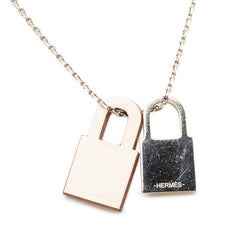 エルメス オーケリーPM チェーン ペンダント ネックレス Y刻印 シルバー アイボリー メタル レザー レディース HERMES 【中古】