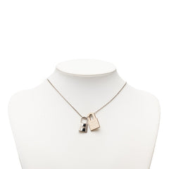 エルメス オーケリーPM チェーン ペンダント ネックレス Y刻印 シルバー アイボリー メタル レザー レディース HERMES 【中古】