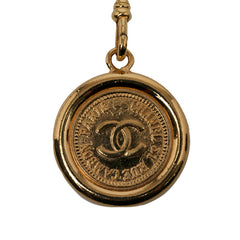 シャネル ココマーク 31 RUE CAMBON PARIS メダル モチーフ チェーン ベルト ゴールド ブラック メッキ レザー レディース CHANEL 【中古】