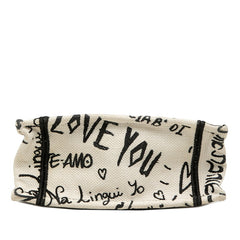 ディオール ブックトート バーティカル トートバッグ ハンドバッグ ホワイト ブラック レッド キャンバス レディース Dior 中古