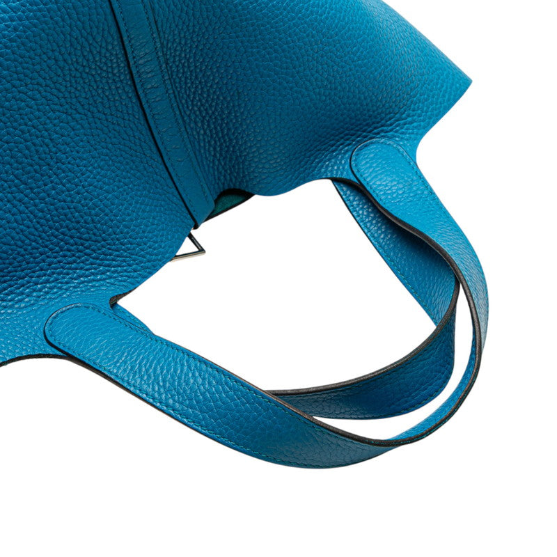 エルメス ピコタンロックMM ハンドバッグ ブルー系 シルバー金具 トリヨンクレマンス レディース HERMES 【中古】