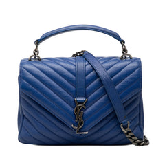 サンローラン YSLロゴ チェーン ハンドバッグ ショルダーバッグ 2WAY 392737 ブルー レザー レディース SAINT LAURENT 【中古】