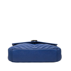 サンローラン YSLロゴ チェーン ハンドバッグ ショルダーバッグ 2WAY 392737 ブルー レザー レディース SAINT LAURENT 【中古】