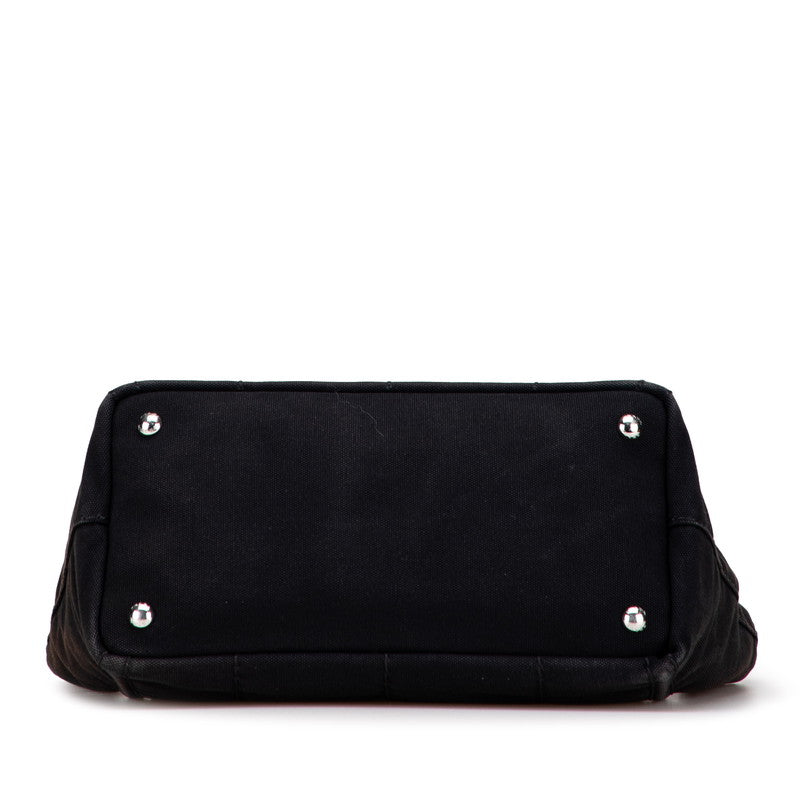 プラダ カナパ ハンドバッグ ショルダーバッグ 2WAY 1BG350 ブラック ブラウン キャンバス ウッド レディース PRADA 【中古】