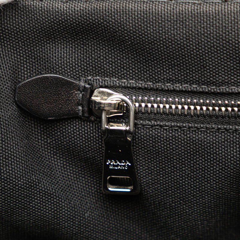 プラダ カナパ ハンドバッグ ショルダーバッグ 2WAY 1BG350 ブラック ブラウン キャンバス ウッド レディース PRADA 【中古】