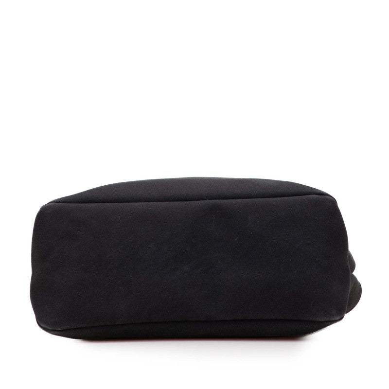 プラダ ロゴ トートバッグ ハンドバッグ ブラック キャンバス レザー レディース PRADA 【中古】