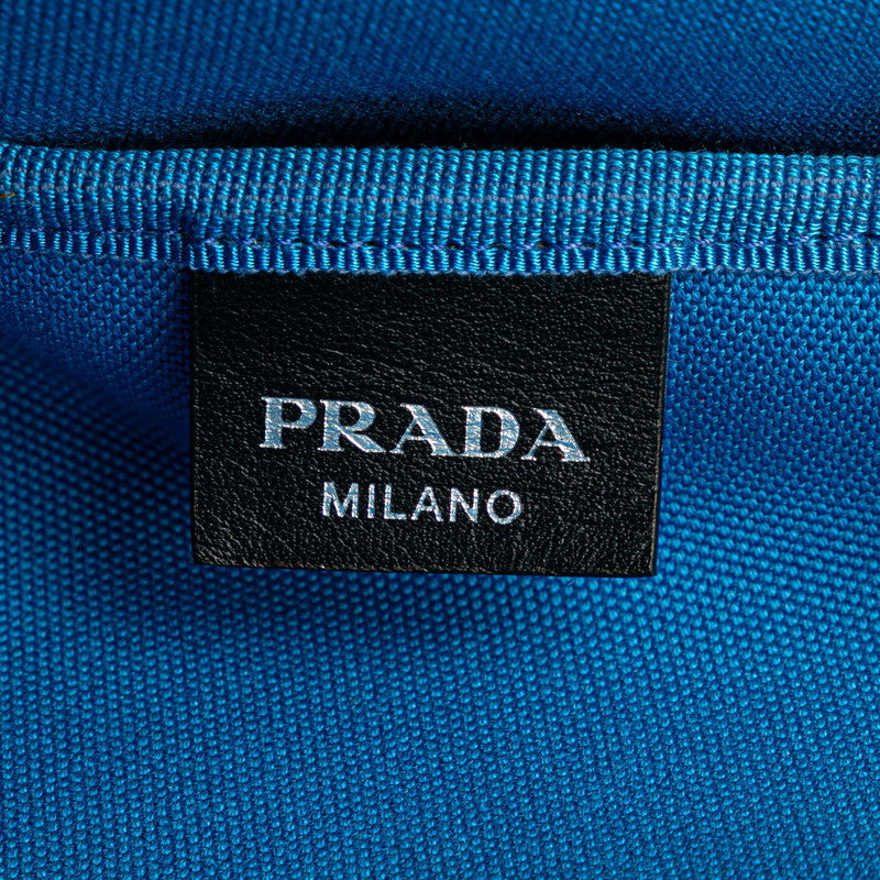 プラダ ロゴ トートバッグ ハンドバッグ ブラック キャンバス レザー レディース PRADA 【中古】