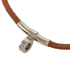 エルメス ドゥーブルケリー チョーカー ブレスレット アクセサリー ブラウン シルバー メタル レザー レディース HERMES 中古