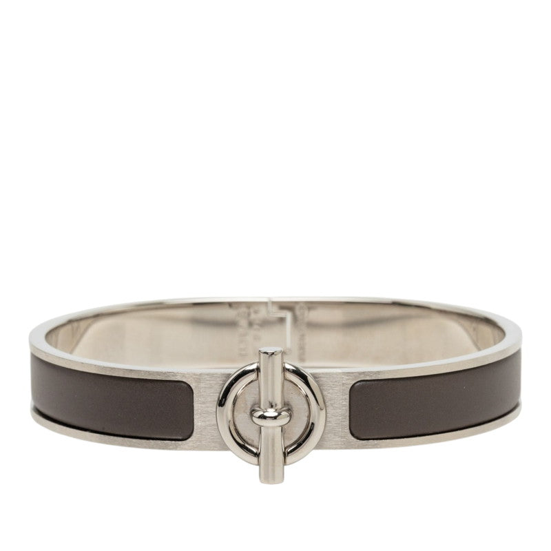 エルメス クリックグレナン ST ブレスレット バングル シルバー グレー メタル エナメル レディース HERMES 中古