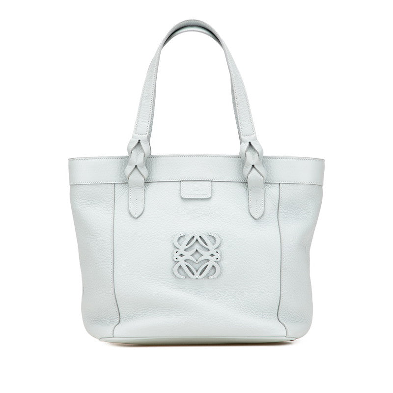 ロエベ アナグラム フスタ ハンドバッグ トートバッグ ベビーブルー レザー レディース LOEWE 【中古】