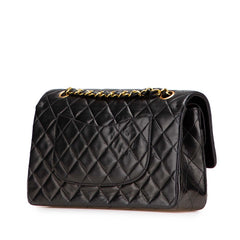 シャネル マトラッセ ココマーク Wフラップ ショルダーバッグ ブラック ラムスキン レディース CHANEL 【中古】