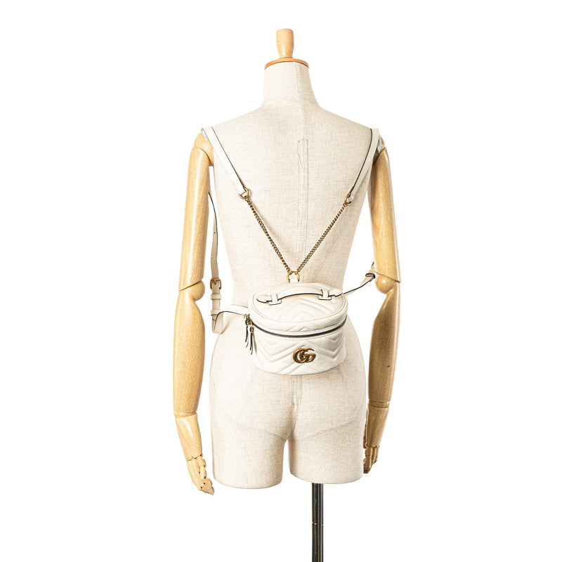 グッチ GGマーモント リュック バックパック バニティバッグ 598594 ホワイト レザー レディース GUCCI 【中古】