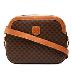 セリーヌ マカダム 斜め掛け ショルダーバッグ ブラウン PVC レザー レディース CELINE 【中古】
