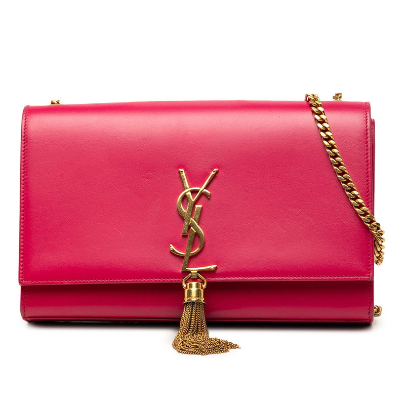 サンローラン YSLロゴ ケイト 斜め掛け チェーン ショルダーバッグ 354119 ピンク レザー レディース SAINT LAURENT 中古