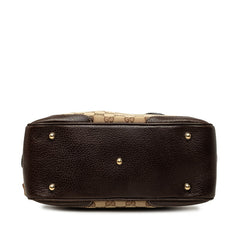 グッチ バンブー GGキャンバス ミニボストンバッグ ハンドバッグ 154376 ベージュ ブラウン レザー キャンバス レディース GUCCI 中古