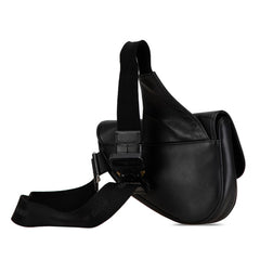 ディオール × ステューシー ロゴ サドルバッグ ボディバッグ ブラック カーフレザー メンズ Dior 【中古】