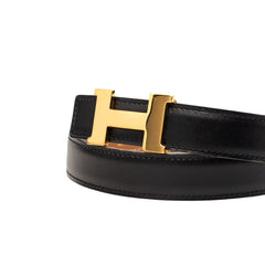 エルメス ミニ コンスタンス Hバックル ベルト □A刻印 サイズ65 ブラック ブラウン ゴールド レザー レディース HERMES 【中古】