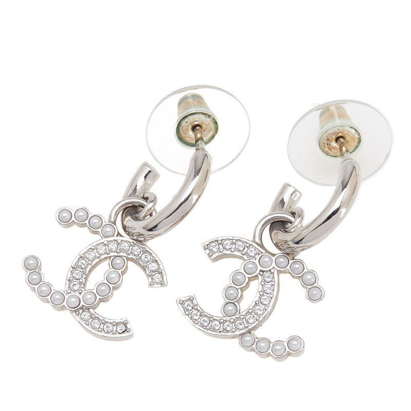 シャネル ココマーク ラインストーン スイングピアス シルバー メタル フェイクパール レディース CHANEL 【中古】