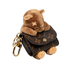 ルイ ヴィトン モノグラム フラワー バッグチャーム LV キュート 猫 ぬいぐるみ チャーム M03748 ブラウン PVC キャンバス レディース LOUIS VUITTON 中古