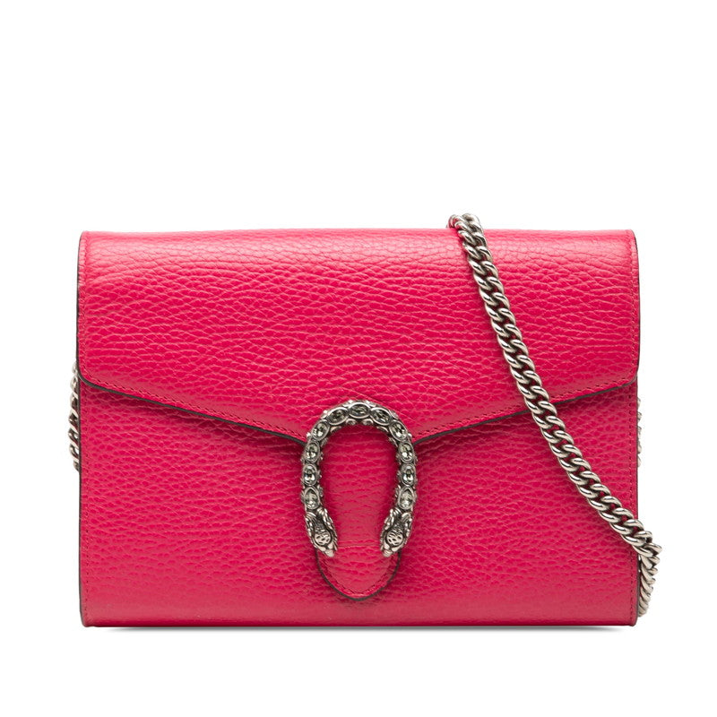 グッチ ディオニュソス チェーン ウォレット ショルダーバッグ 斜め掛け 401231 ピンク PVC レザー レディース GUCCI 【中古】