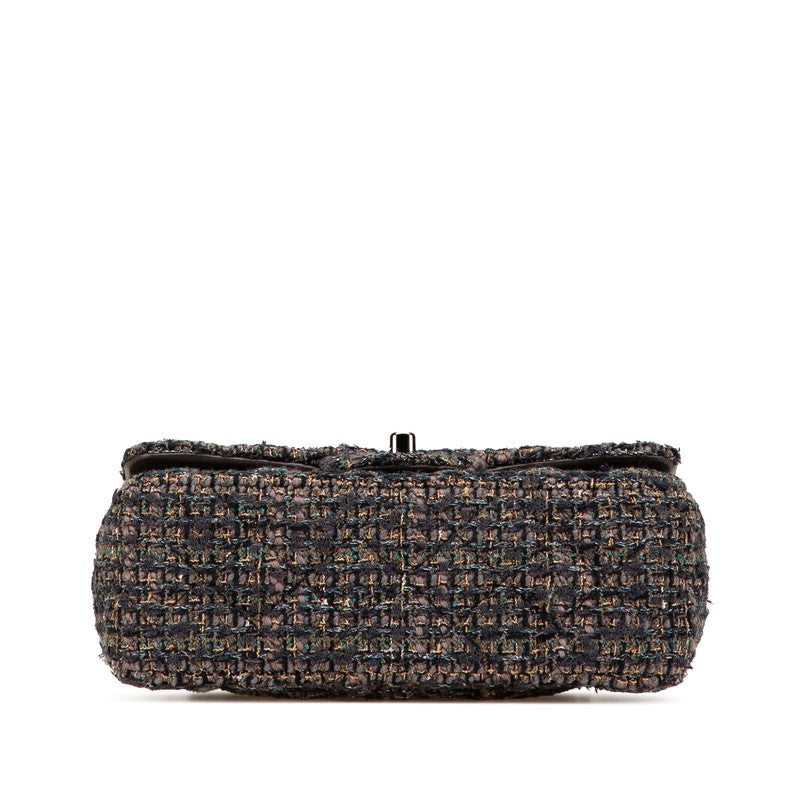 シャネル ミニ マトラッセ20 ココマーク 斜め掛け チェーン ショルダーバッグ グレー ツイード レザー レディース CHANEL 【中古】