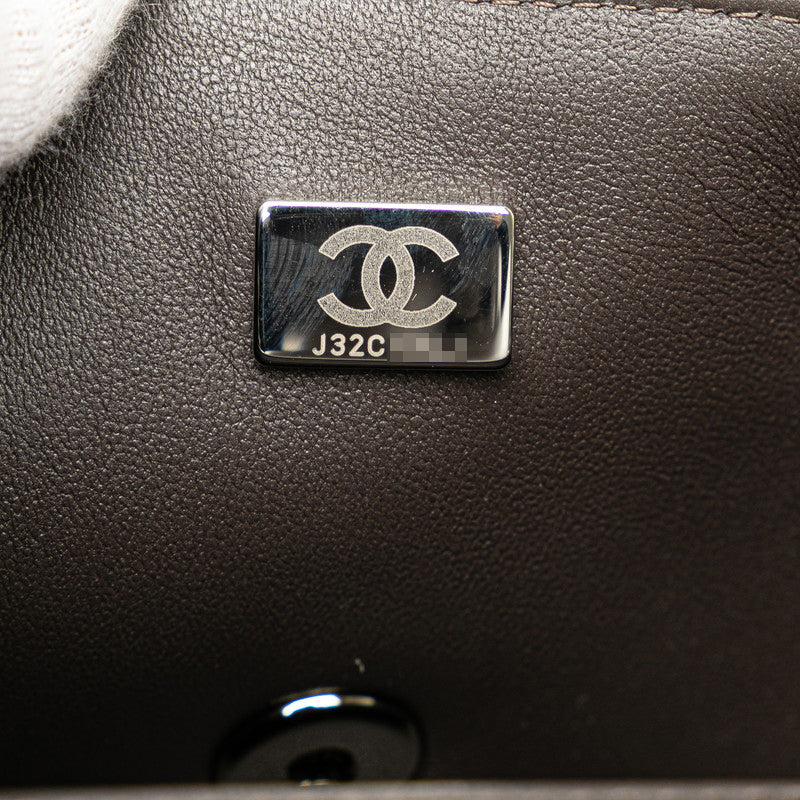 シャネル ミニ マトラッセ20 ココマーク 斜め掛け チェーン ショルダーバッグ グレー ツイード レザー レディース CHANEL 【中古】