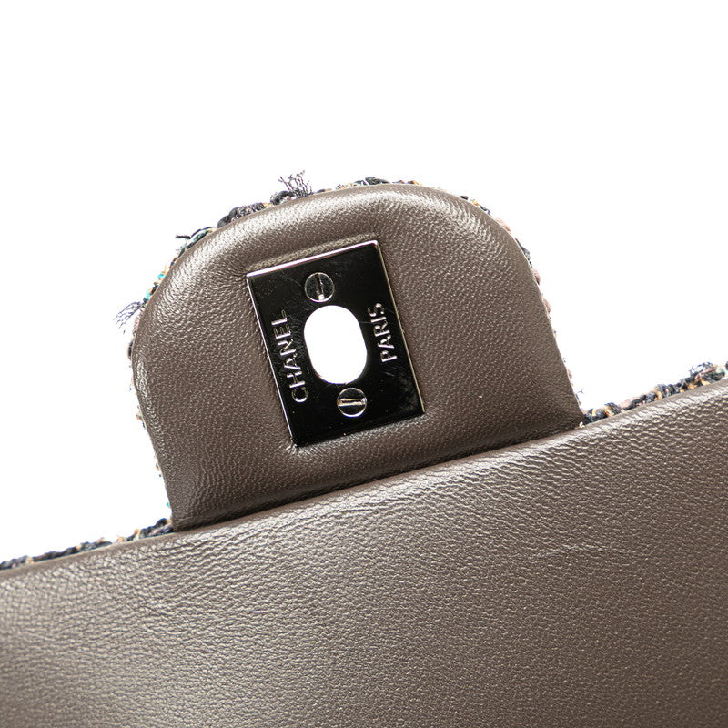 シャネル ミニ マトラッセ20 ココマーク 斜め掛け チェーン ショルダーバッグ グレー ツイード レザー レディース CHANEL 【中古】