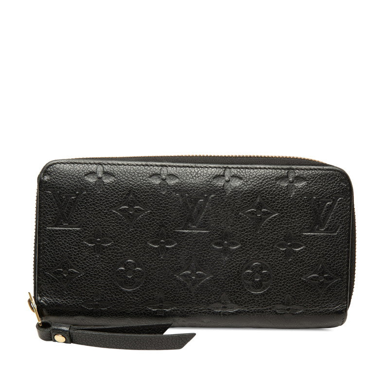 ルイ ヴィトン モノグラム アンプラント ジッピーウォレット 長財布 M28791 ノワール ブラック レザー レディース LOUIS VUITTON 中古