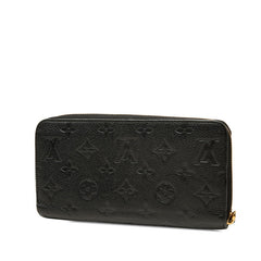 ルイ ヴィトン モノグラム アンプラント ジッピーウォレット 長財布 M28791 ノワール ブラック レザー レディース LOUIS VUITTON 中古
