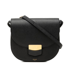 セリーヌ トロッター 斜め掛け ショルダーバッグ ブラック レザー レディース CELINE 中古