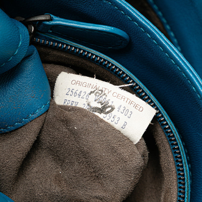 ボッテガヴェネタ イントレチャート ショルダーバッグ ブルー レザー レディース BOTTEGAVENETA 【中古】